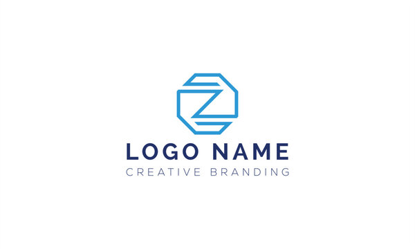 Modern blue geometric letter z monogram logo concept with geometric, monogram