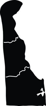 Delaware State Map Silhouette with County Borders Vector Illustration