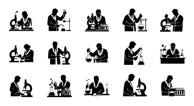 Scientists conduct experiments in a laboratory setting with microscopes and equipment.