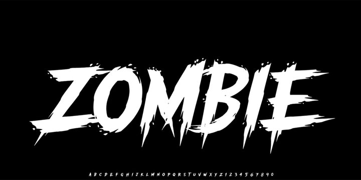 Zombie Brush handmade vector font, Rough and grunge alphabet, typography for movie, music, Halloween, and poster.