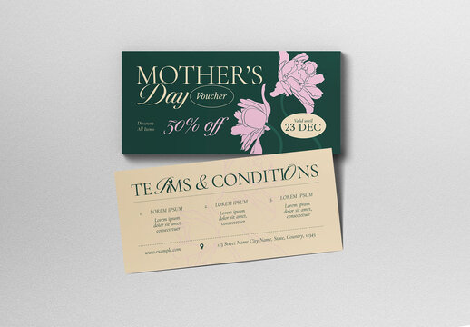 Green and Beige Elegant Mother's Day Sale Voucher