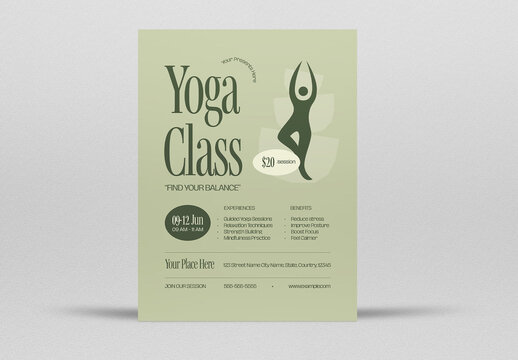 Green Elegant Yoga Class Flyer