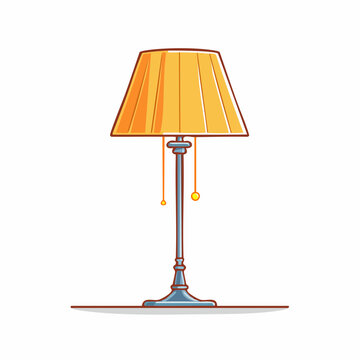 Illustration of a classic floor lamp with a yellow shade