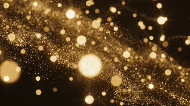Golden Particles and Lights in Motion.
