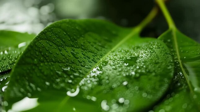 Green Bilva Leaves with Water Drops for Shiva Pooja Ritual Offering