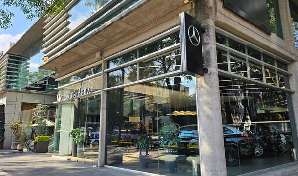 Mexico City, Mexico - Jan 14, 2026: Mercedes Benz dealership for sales, financing and technical service of luxury automobiles of the German brand