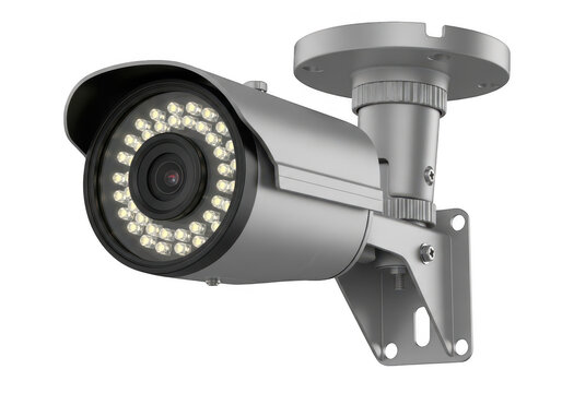 Modern dome security camera mounted on a ceiling bracket