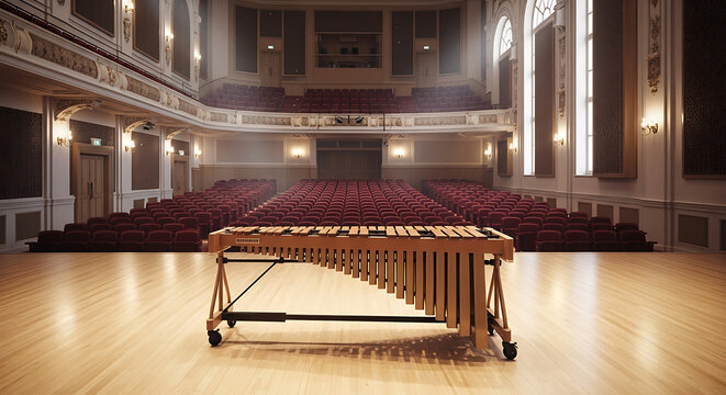 Marimba in an empty auditorium ready for a performance