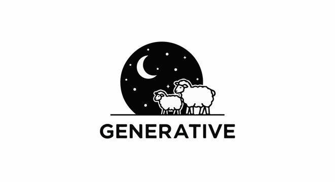 Stylized sheep under a starry night sky with the word "GENERATIVE