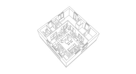 Obraz premium Detailed architectural office floor plan.
