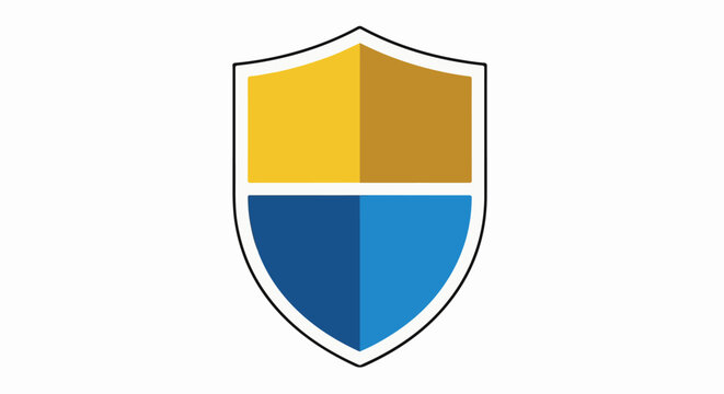 Stylized shield emblem divided into gold and blue quadrants