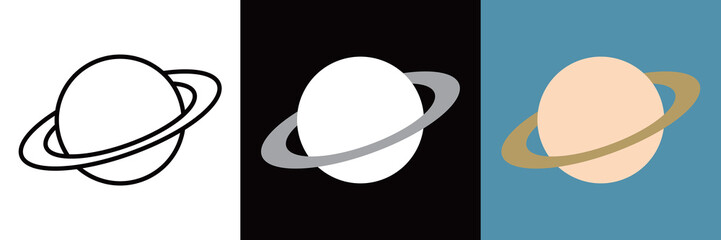土星のシンプルなアイコン © WAWAWA