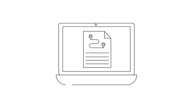 Minimalist Laptop Displaying Document with Route Map.