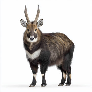 An isolated serow. Isolated on flat white background.