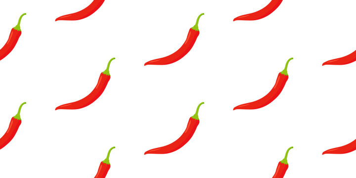 Seamless red chili pepper pattern spicy hot pepper repeat design for food packaging kitchen textile and restaurant branding
