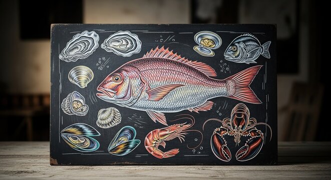 Seafood Chalk Drawing Images – Browse 3,946 Stock Photos, Vectors