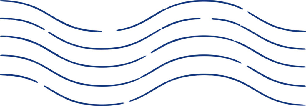Wavy lines cancelation postal mark symbol. Linear vintage stamps and mail rubber ink postmarks series