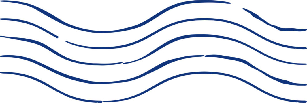 Wavy lines cancelation postal mark symbol. Linear vintage stamps and mail rubber ink postmarks series