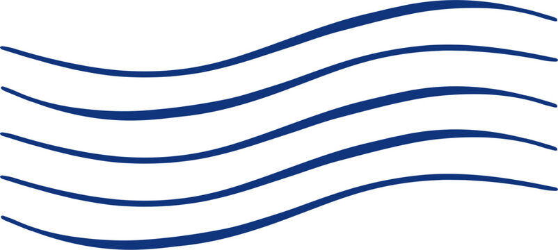 Wavy lines cancelation postal mark symbol. Linear vintage stamps and mail rubber ink postmarks series
