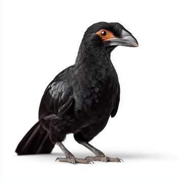 An isolated umbrellabird. Isolated on flat white background.