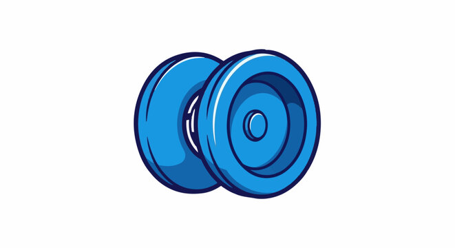 Two blue yo-yos side by side on a white background, depicted in a cartoon style