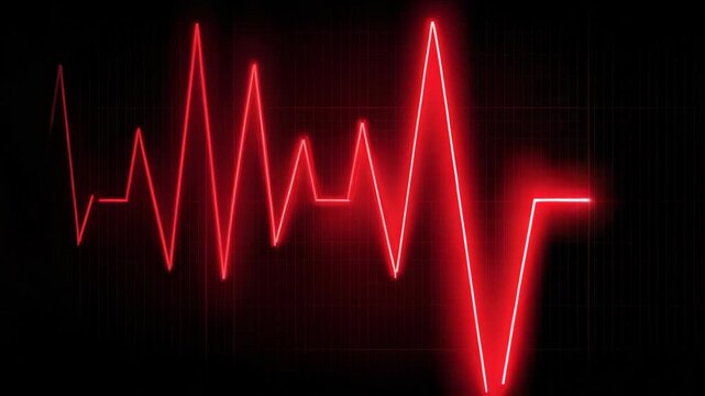 A digital tablet showing a red heartbeat line graph.