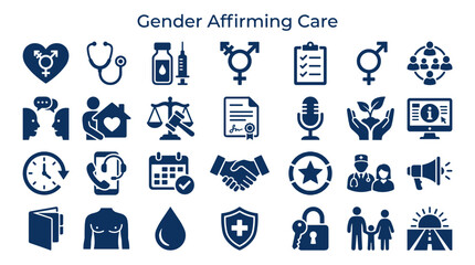 Fototapeta premium Gender Affirming Care Icons and Symbols Representing Healthcare Support and Inclusivity