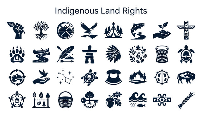 Indigenous land rights concept art with symbols of nature culture and community connection