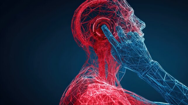 An artistic representation showing a digital humanoid figure interacting, with glowing lines illuminating the inner workings of the head. ..Created with Generative AI, not depicting real subjects.