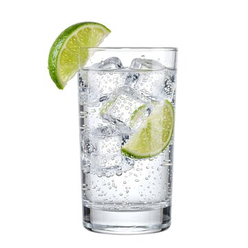 Gin and tonic with lime isolated white background