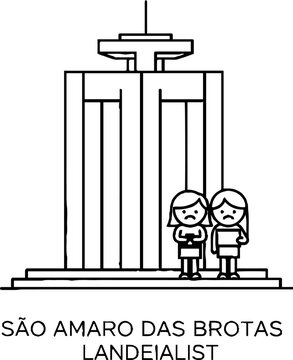 Sao Amaro das Brotas Landmark with Sad Figures Art
