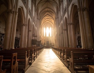 Obraz premium Interior of a historic church sanctuary.