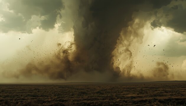 This is an image of a large tornado cloud in the middle of a field