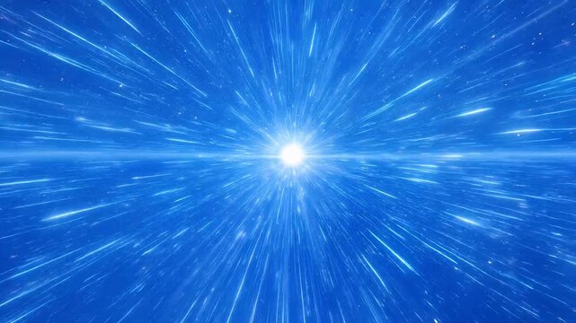 Abstract Deep Blue Space With Twinkling Stars And Streaking Lights Motion Background With Central Vortex Effect