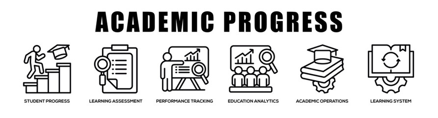 Fototapeta premium Academic Progress web banner icon illustration concept