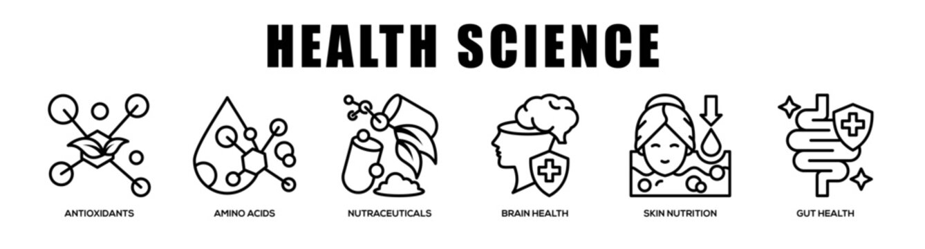 Health Science web banner icon illustration concept