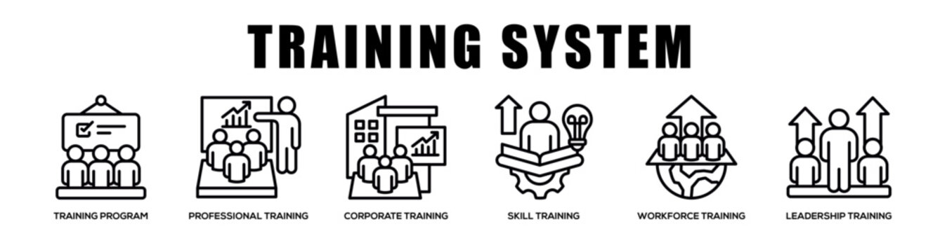 Training System web banner icon illustration concept
