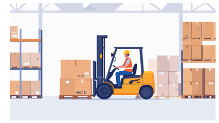 Naklejka premium vector forklift in warehouse