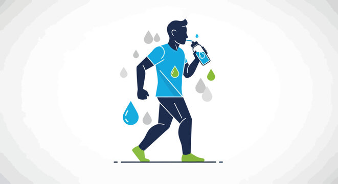Athlete drinking water from bottle while running