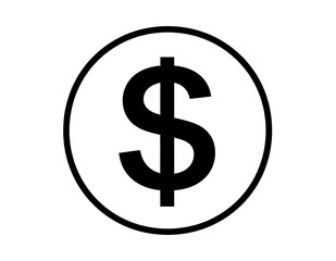 Obraz premium Black Dollar Sign Icon In A Circle Isolated On White Background Minimalist Financial Vector Illustration Concept Of Money Currency And Banking Symbol