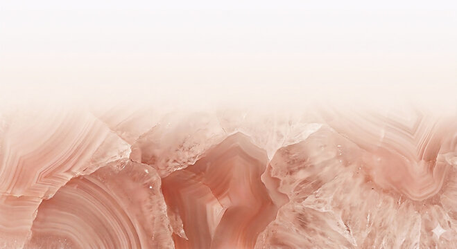 Abstract rose quartz crystal texture background with minimalist composition and copy space.