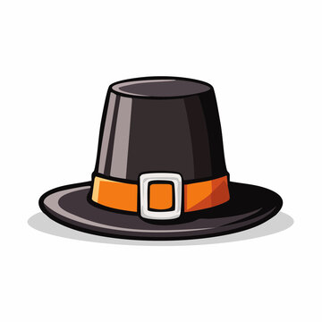Pilgrim Hat with Orange Band and Buckle