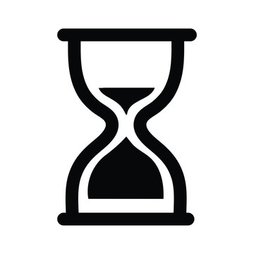 Minimalist hourglass silhouette icon for time tracking and waiting period indication.
