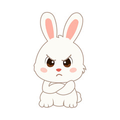 Fototapeta premium Cute bunny vector icon illustration element featuring an adorable happy rabbit with various cheerful expressions.