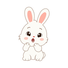 Fototapeta premium Cute bunny vector icon illustration element featuring an adorable happy rabbit with various cheerful expressions.