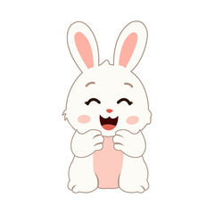 Obraz premium Cute bunny vector icon illustration element featuring an adorable happy rabbit with various cheerful expressions.