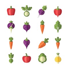 Fototapeta premium Colorful Vegetable Icons Illustration.