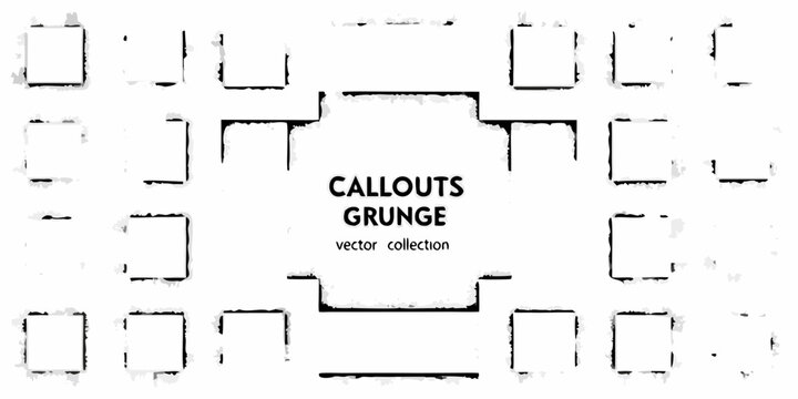 Callout boxes and speech bubbles grunge vector collection on white
