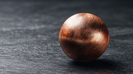 Obraz premium Polished sphere made of recycled industrial copper on dark slate surface
