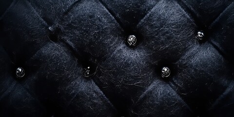Fototapeta premium Luxurious Dark Grey Diamond Pattern Fabric Texture with Button Decoration for Elegant Furniture